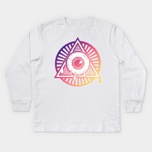 All-Seeing I ------Psychedelic Illuminati Melty Eye Symbol Kids Long Sleeve T-Shirt